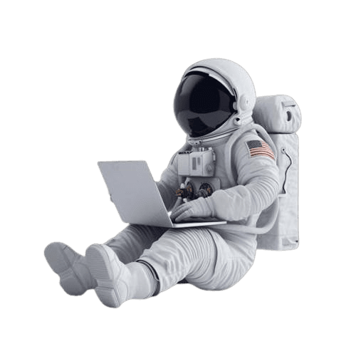 a white robot in a transparent background holding a tablet